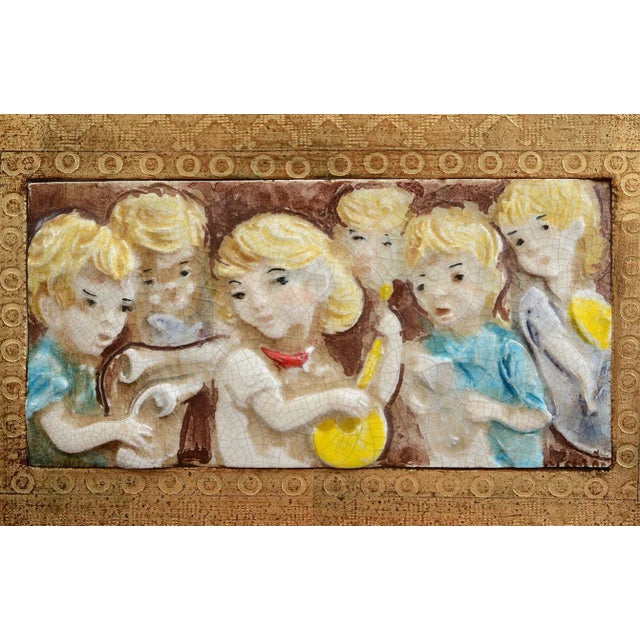 Mid-Century Modern Mid Century Italian Ceramic Children Choir Wall Plaque For Sale - Image 3 of 8