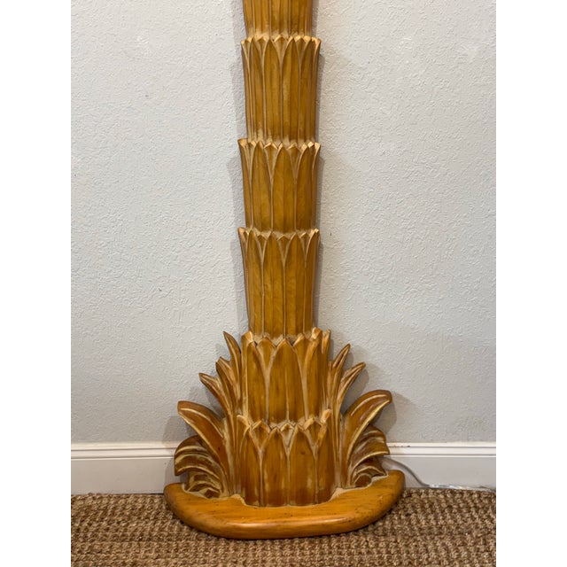 Wood Vintage Hollywood Regency Carved Wood Palm Tree Floor Lamp For Sale - Image 7 of 9