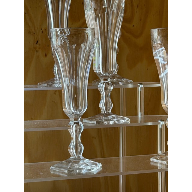 Vintage Crystal Champagne Flutes, France, 1920s, Set of 8 For Sale - Image 10 of 18