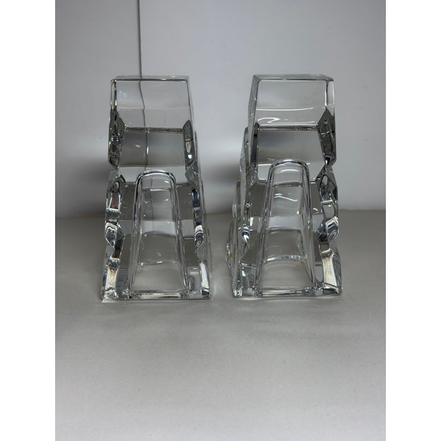 Late 20th Century Vintage Miller Rogaska Crystal Geometric Bookends – Pair For Sale - Image 5 of 9