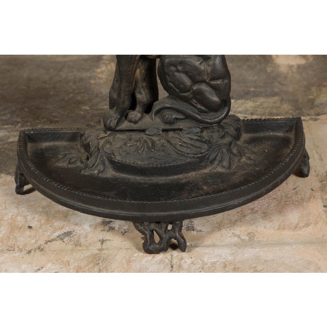 English Iron Umbrella Stand Depicting a Dog Sitting in front of a Tree For Sale - Image 11 of 11
