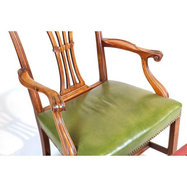 Mid 20th Century Mid 20th Century George III Style Armchair With a Mahogany Needlepoint Upholstered Footstool For Sale - Image 5 of 11
