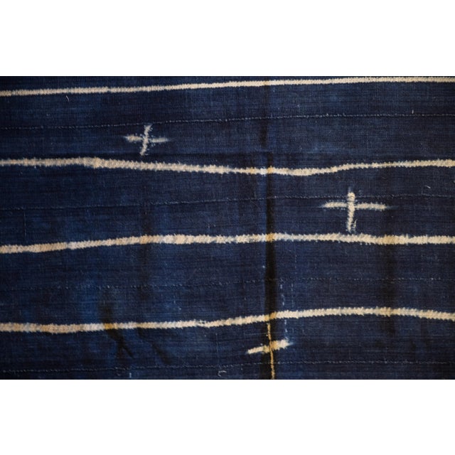 Boho Chic Boho Chic Hand Dyed Blue Throw With White Stripes For Sale - Image 3 of 8