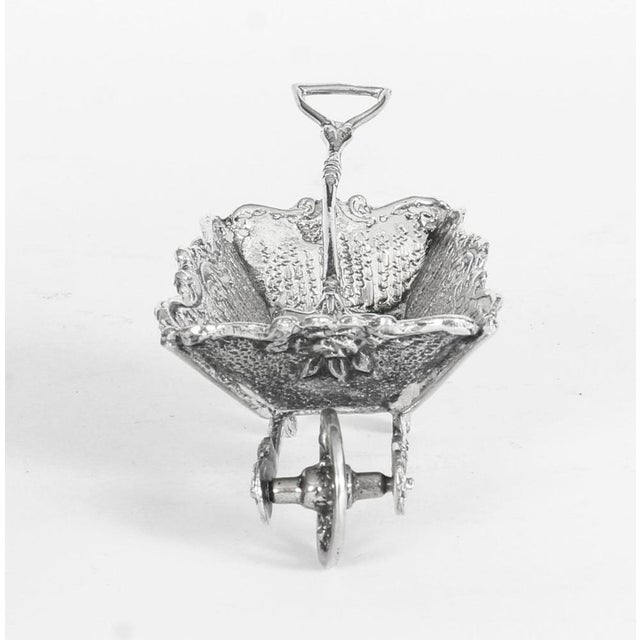 19th Century French Silver Salt Dishes in Shape of Wheelbarrows, Set of 2 For Sale - Image 9 of 18