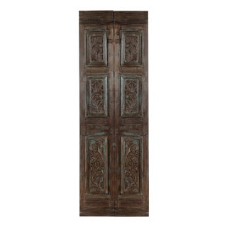 Vintage Floral Carved French Doors | Reclaimed Wood Hinged or Sliding Doors 80x28 For Sale