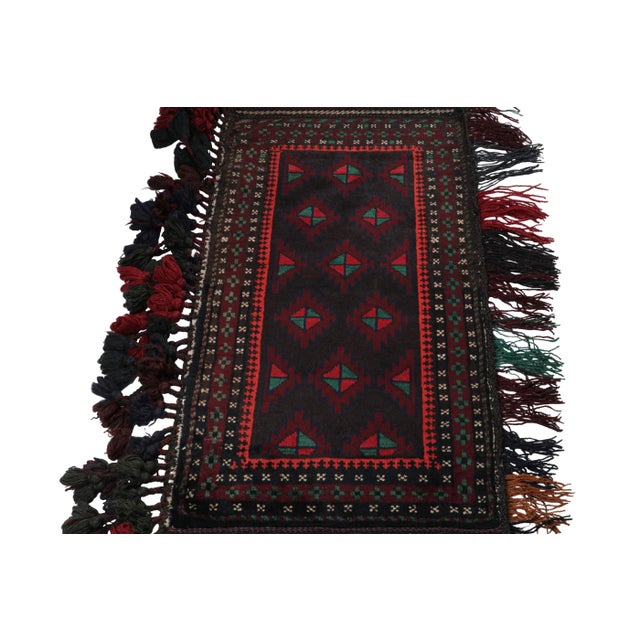 Tribal Rug & Kilim’s Baluch Tribal Scatter Rug in Burgundy With Geometric Patterns For Sale - Image 3 of 8