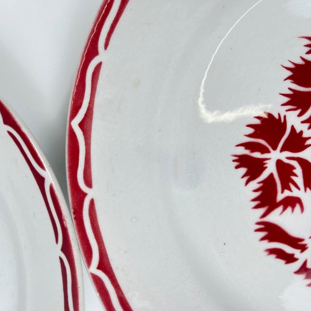 Red Annecy Dinner Plates from KG Lunéville, 1920s, Set of 6 For Sale - Image 8 of 11