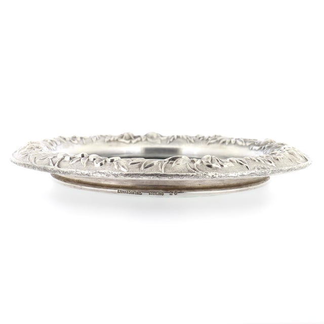 Silver Early 20th Century Large Antique Kirk & Son Repousse Sterling Silver & Cut Glass Wine Coaster For Sale - Image 8 of 10