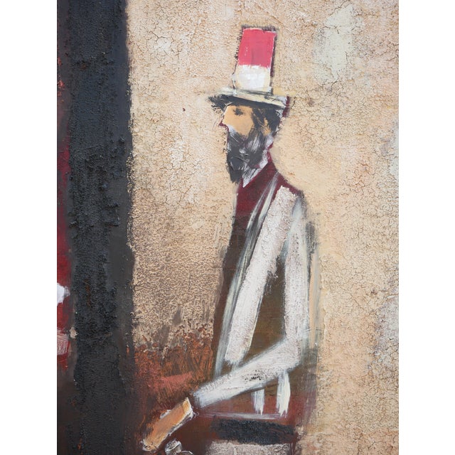 David Adickes "Three Men with Hats in an Alley" Modern Abstract Figurative Portrait Painting, 20th Century For Sale In Houston - Image 6 of 8