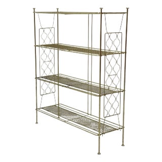 1970s Vintage Mid Century Modern Gold Colored Metal Decorative Bookshelf or Plant Stand For Sale