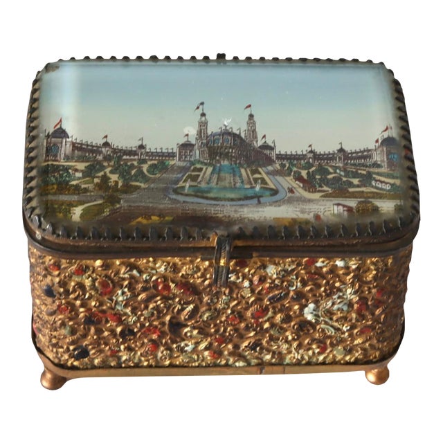 1878 French Exposition Gilded Ormolu Ring Box For Sale