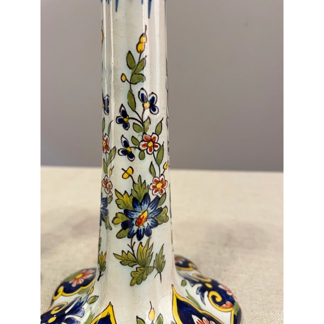 An Early 20th Pair of French Faience Candlestick For Sale - Image 10 of 13