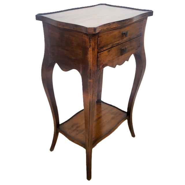 Mid 20th Century Pair Vintage Louis XV French Style Walnut Two Drawer Side Table Nightands For Sale - Image 5 of 11
