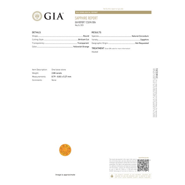 Vintage Gia Certified 2.88ct Orange Sapphire Art Deco Solitaire 18k White Gold Engagement Ring Size 7.75 For Sale - Image 9 of 9