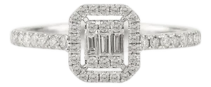 Cluster Diamond Engagement Riing Size 7 in 14k Solid White Gold