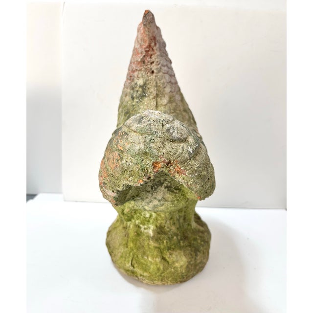 Gray Vintage Moss-Covered Terracotta Rooster Garden Sculpture For Sale - Image 8 of 10