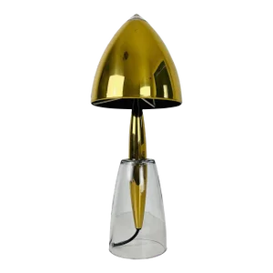 Mid Century Solid Glass and Brass Shade Table Lamp, 1960s