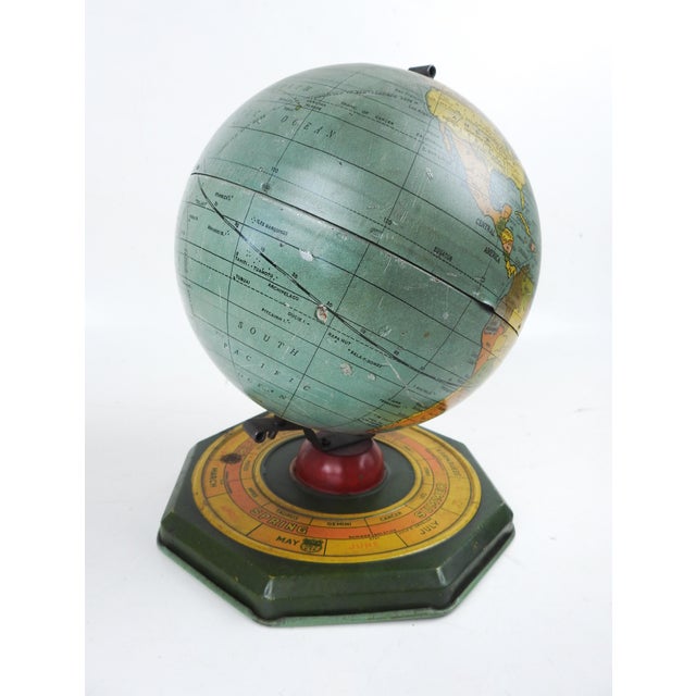 Traditional Vintage 1930's Metal Astrological World Globe 6 In For Sale - Image 3 of 11