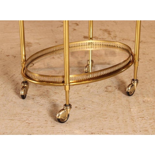 Maison Jansen Mid-Century Modern French Brass and Glass Bar Cart, 1950s For Sale - Image 4 of 10
