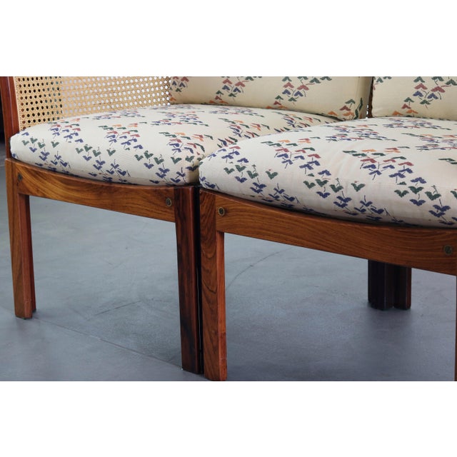 Brown Modular Two Seater Sofa Chairs by Illum Wikkelsø in Rosewood and Cane - a Pair For Sale - Image 8 of 9
