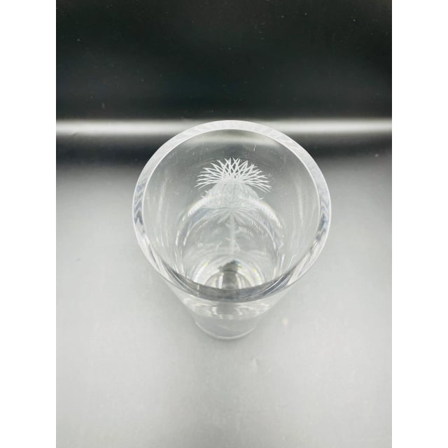 Transparent Vintage Modernist Etched Thistle Vase For Sale - Image 8 of 13