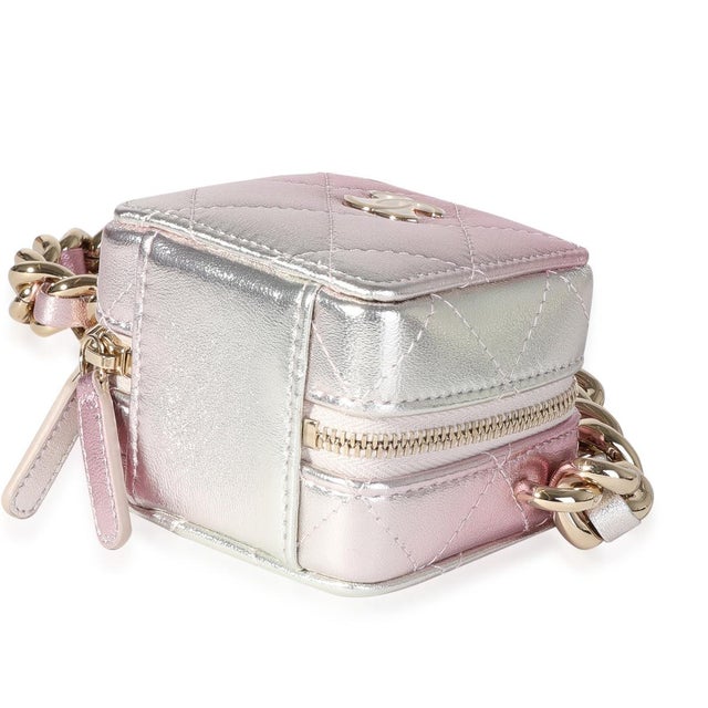 Metallic Lambskin Quilted Coco Punk Clutch With Chain For Sale In New York - Image 6 of 8