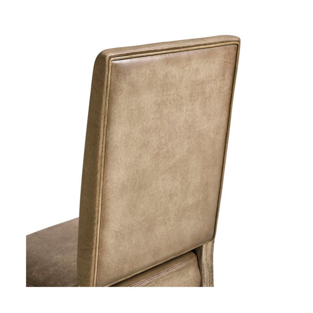 Wood Early English Leather Upholstered Side Chair (Sets of 2) For Sale - Image 7 of 8