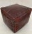 Square Brown Oxblood Red Embroided Moroccan Leather Pouf Cover For Sale - Image 10 of 11