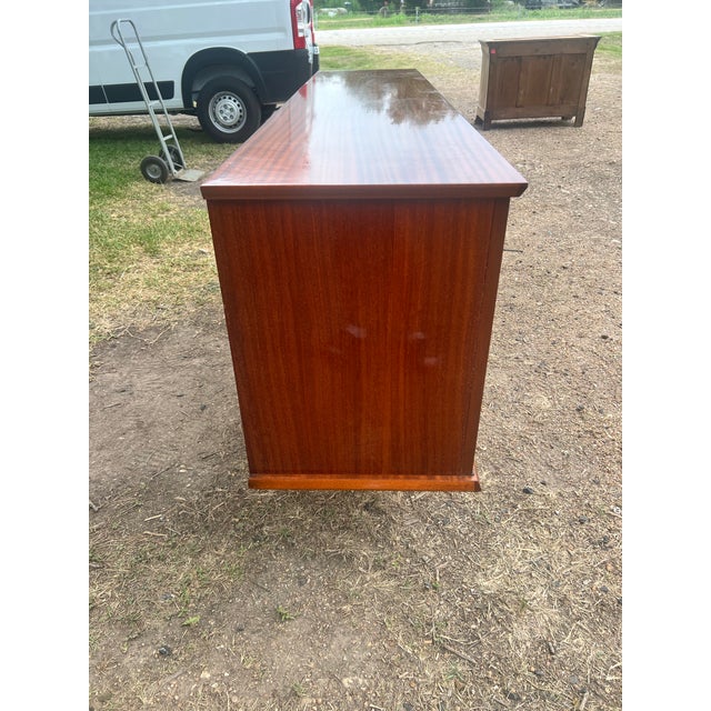 Brass French Mid-Century Modern 1960's Mahogany Sideboard For Sale - Image 8 of 12