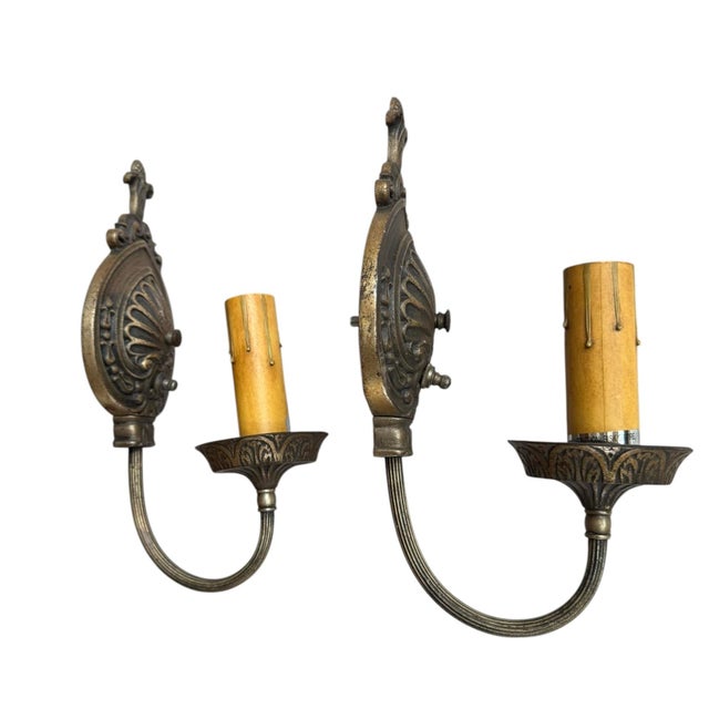 Antique Bronzed Finished Single Wall Sconces For Sale - Image 4 of 10