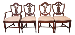 Vintage Drexel Hepplewhite Style Carved Shield Back Dining Chairs - Set of 4
