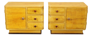 Czech Art Deco Nightstands with Painted Maple Imitation Finish, 1940s