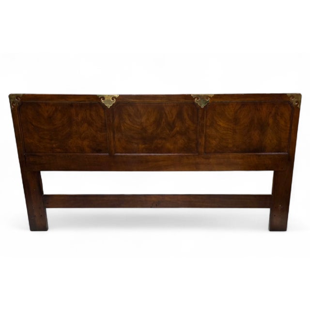 This Vintage Henredon Furniture king-size Headboard is restrained with chinoiserie-inspired detailing, giving it a...