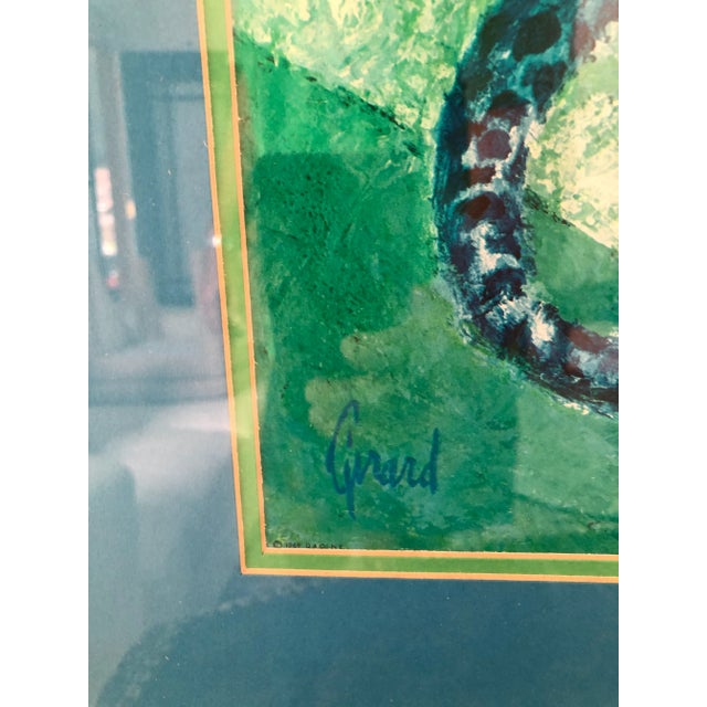 Stunning color in this Gerard Print DAC NY 1969 Kelly Green and Blues make this classic subject a current whimsy! Awesome!!