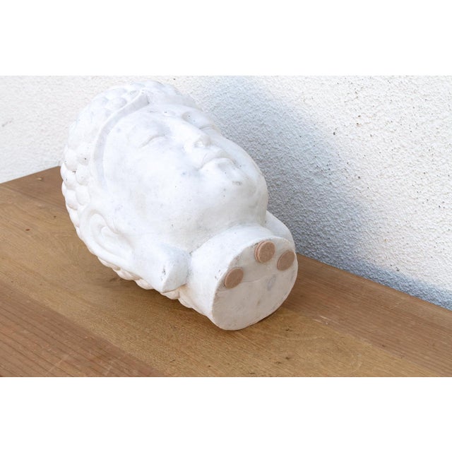 Serene Ascetic, Large Finely Carved Marble Buddha For Sale - Image 10 of 11
