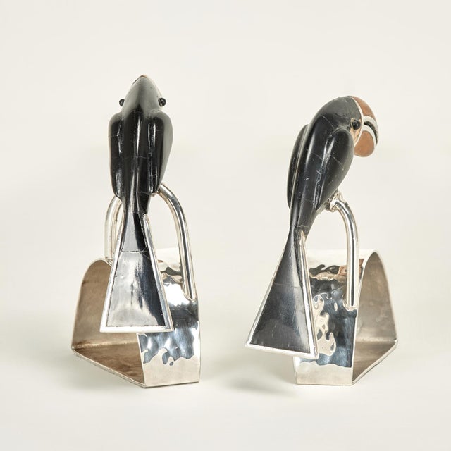 Metal Set of Twelve Vintage Silver Plate Napkin Rings With Toucans by Emilia Castillo For Sale - Image 7 of 12