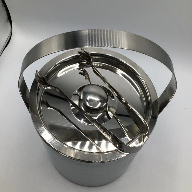 Stainless Steel Double Wall Insulated Ice Bucket With Ice Tongs by Tamari For Sale - Image 10 of 13