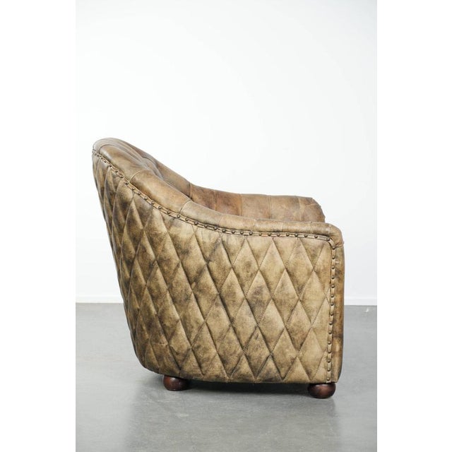 Cowhide Chesterfield Club Armchair For Sale - Image 3 of 15