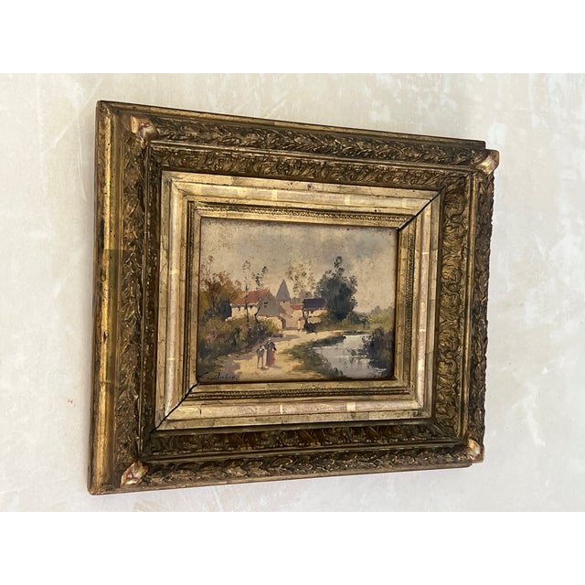 Mid 19th Century Signed and Framed French Oil Painting on Wood For Sale - Image 4 of 14