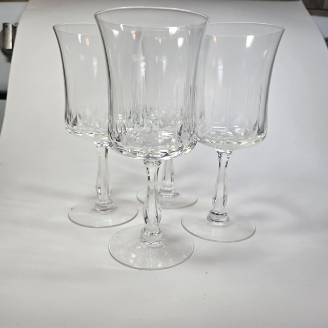 Hollywood Regency Hand Cut Crystal Goblets- Set of Six For Sale - Image 3 of 11