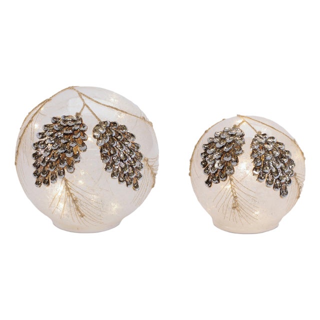 LED Frosted Pine Cone Globe (Set of 2) For Sale