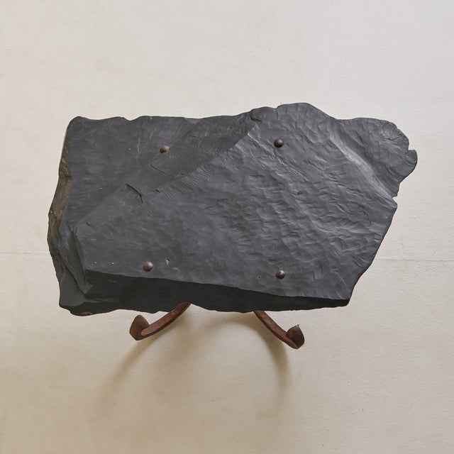 Italian Iron Coffee Table with Organic Slate Top, 1970s For Sale - Image 4 of 10