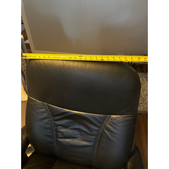 Black Ekornes Stressless Black Leather Recliner and Ottoman With Wood Base For Sale - Image 8 of 13