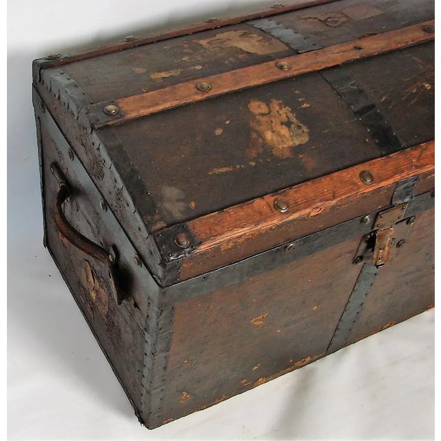 Vintage Wood and Metal Trunk For Sale - Image 12 of 15