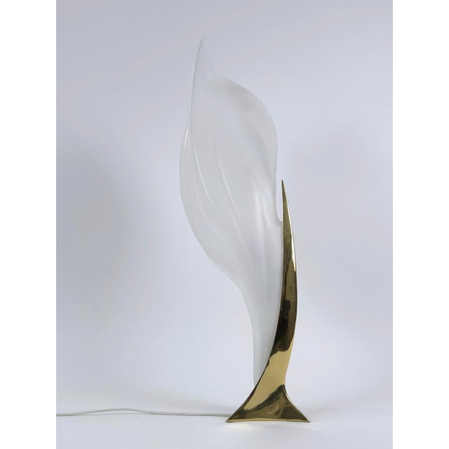 Modernist Acrylic and Brass Table Lamp by Maison Rougier, 1970s For Sale - Image 11 of 18