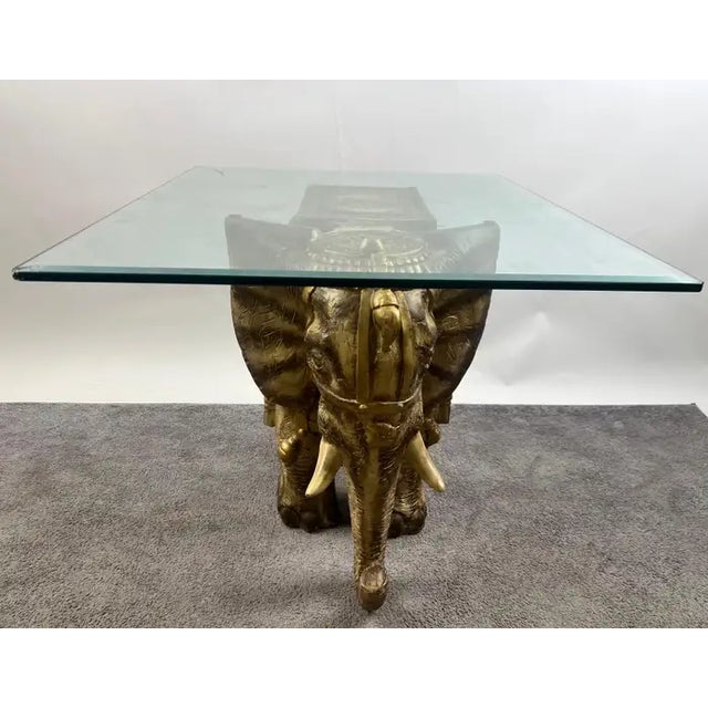 Large Sculptural Elephant Table Base in Carved Resin W Antique Gilt Finish For Sale - Image 15 of 15