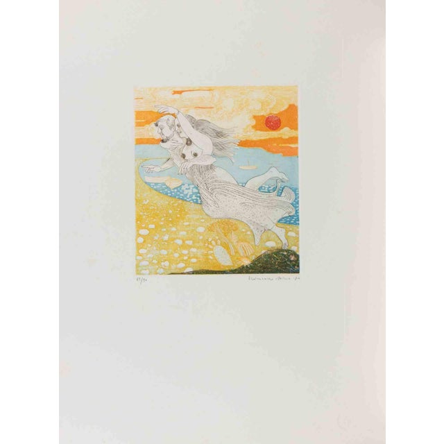 Etching and aquatint on paper realized by Normanno Soscia. Hand signed and numbered in pencil. Edition of 30 in roman...