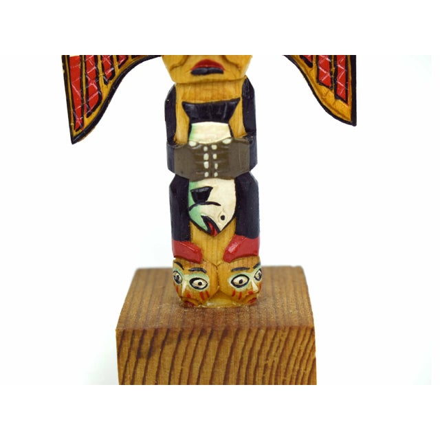 Mid 20th Century Hand Carved Patrick Seale Ketchikan Alaska Fog Woman Handcrafted Totem Pole Small Figurine - Signed For Sale - Image 6 of 8