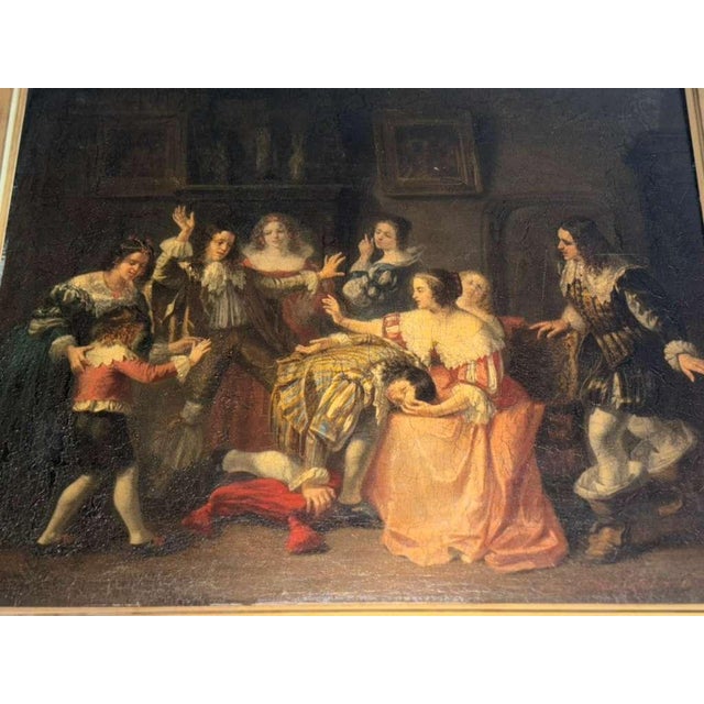 French 19th Century Genre Scene in an 18th Century Interior, Signed “Monfallet” and Dated 1853, Oil on Canvas. For Sale - Image 9 of 11