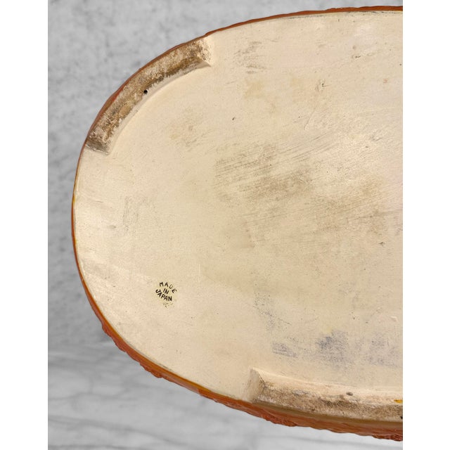 Vintage Large Japanese Ceramic Orange Oval Bonsai Planter For Sale - Image 13 of 13
